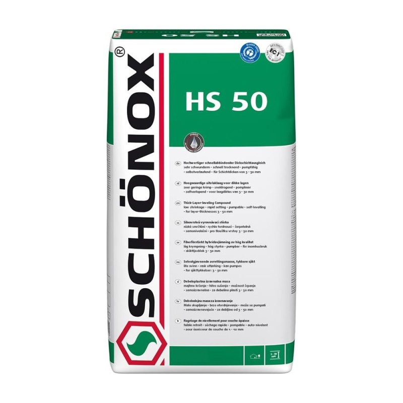 SCHÖNOX HS 50 гибридная масса для выравнивания без усадки, 3-50 мм, 25 кг
