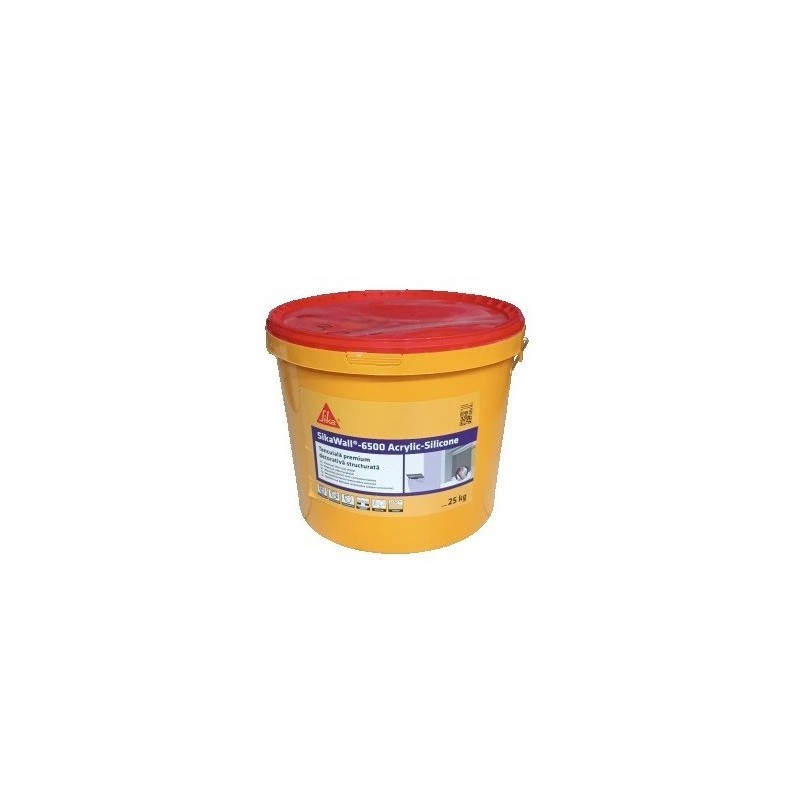 SikaWall-6500 Acrylic Silicone Штукатурка декоративна тонкошарова, Прозора, 25 кг