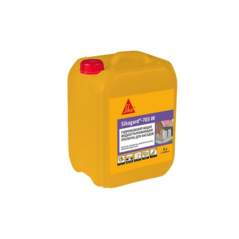 Sikagard®-703 W - Гидрофобизирующая пропитка Сика для защиты фасадов на водной основе, 5 л