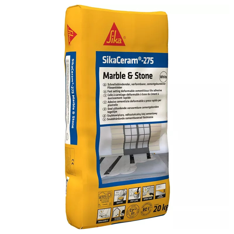SikaCeram-275 Marble & Stone 3-годинний клей для плитки та природного каменю (DE) 20 кг білий